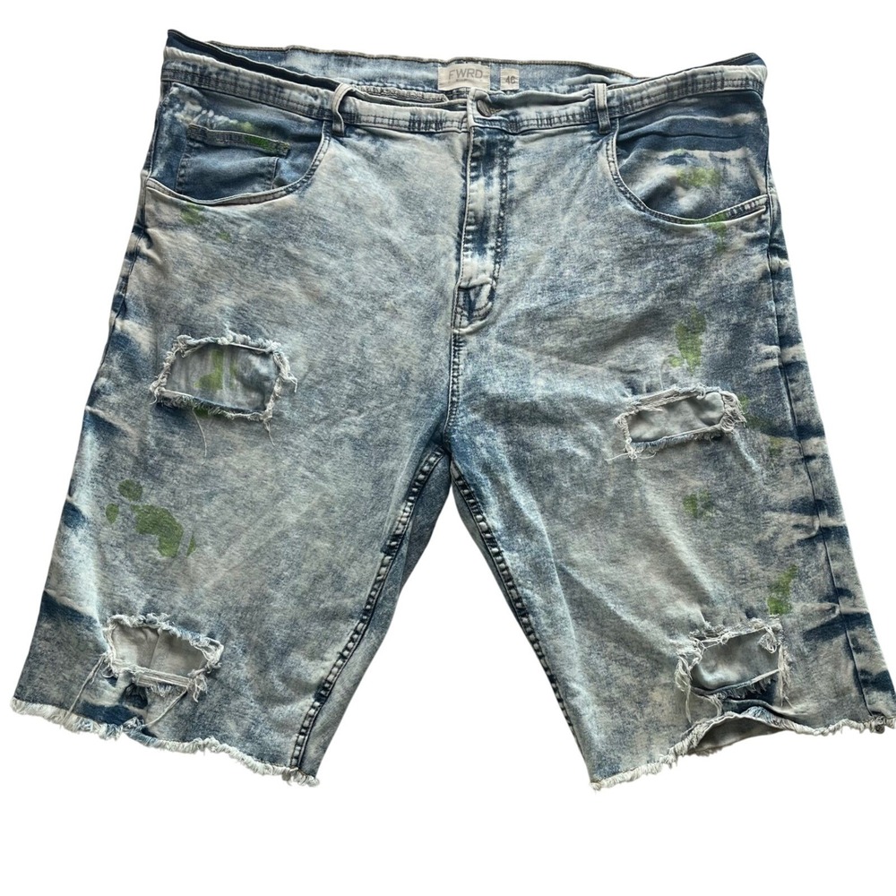 FWRD Denim Shorts Size 46 Acid Wash Distressed Ripped Cut Off Jeans Mens